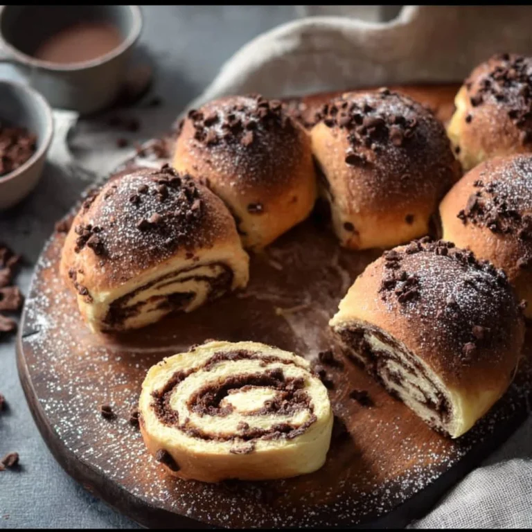 Quick and easy 10-minute chocolate rolls with creamy quark filling