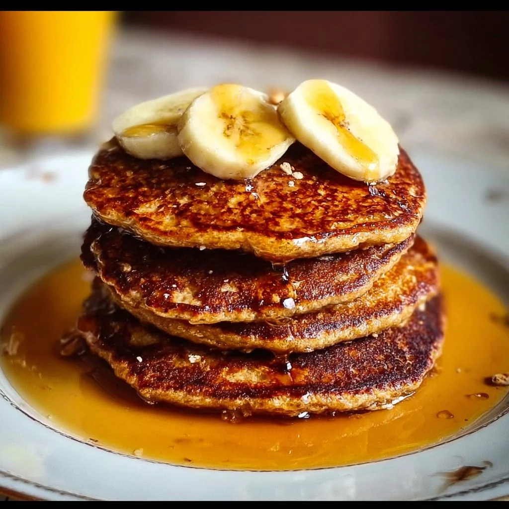 Delicious 3-Ingredient Banana Oatmeal Pancakes on a plate
