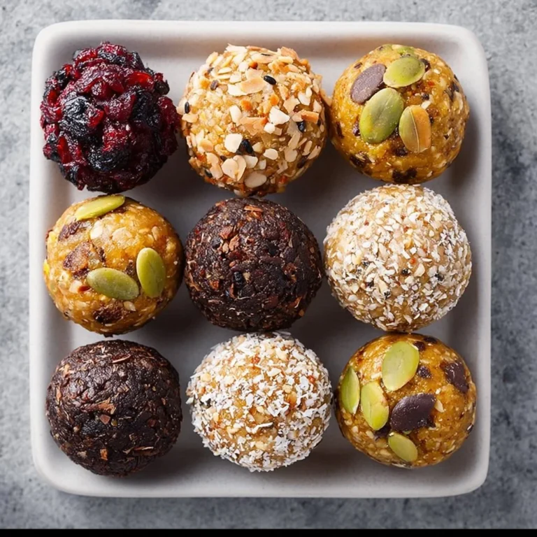 A variety of healthy energy balls on a wooden table, perfect no-bake snacks.