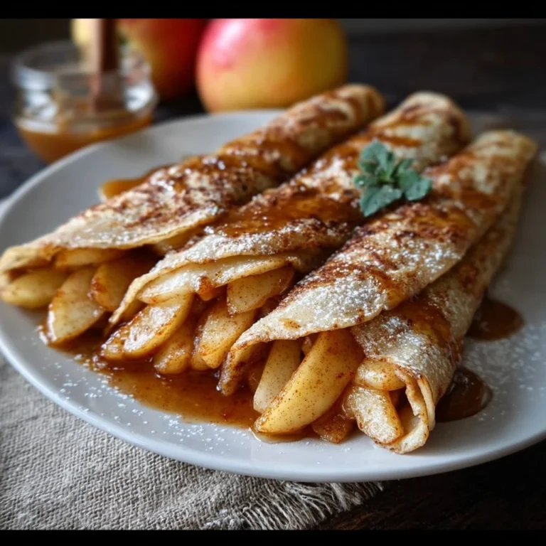 Vegan gluten-free Apple Cinnamon Crepes served with fresh apples and cinnamon