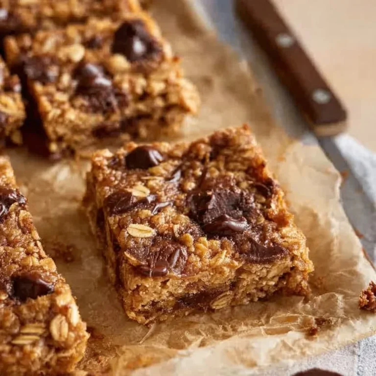 Healthy homemade banana oatmeal bars ready to be served