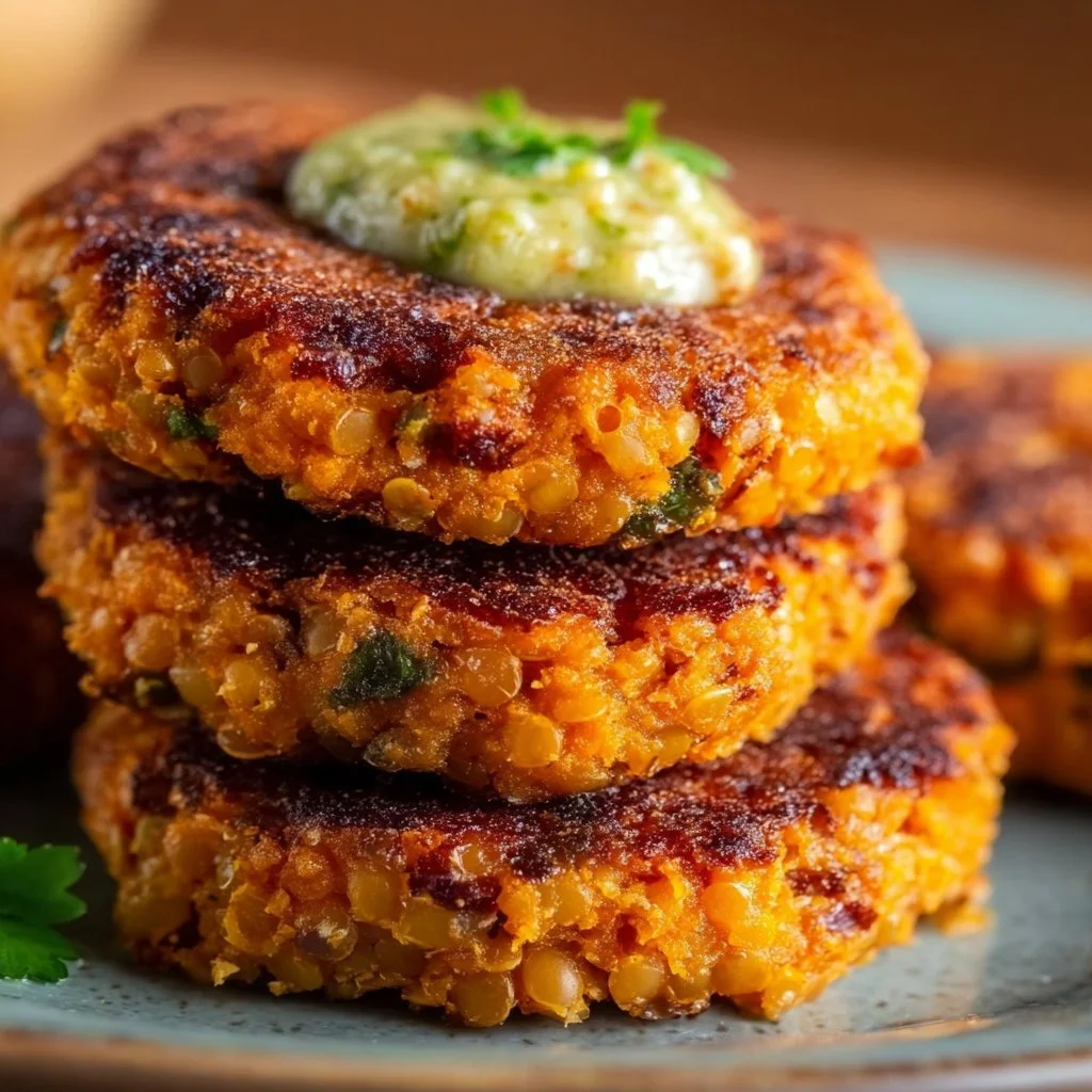 Crispy Sweet Potato and Red Lentil Patties