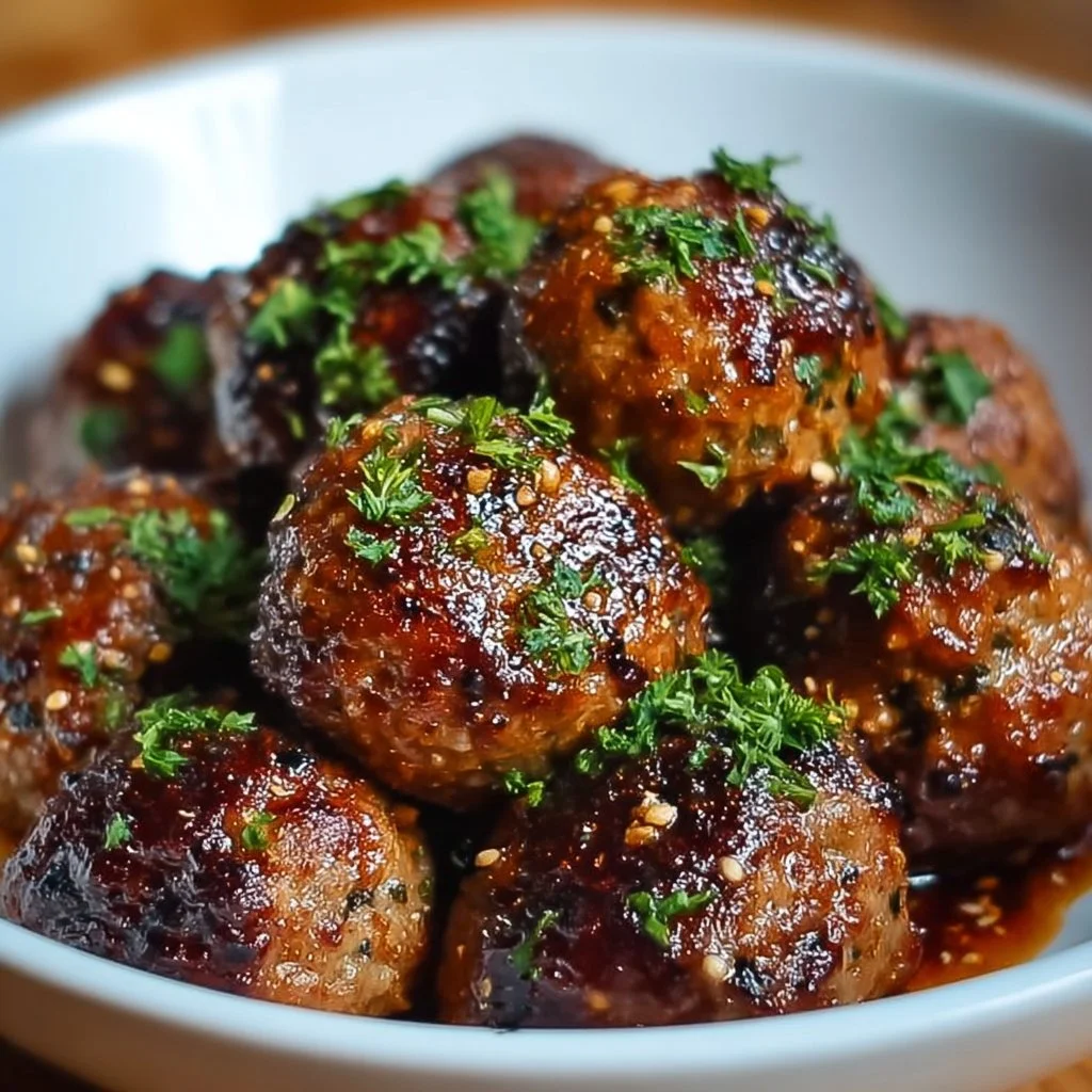 Delicious vegan mushroom meatballs served with sauce in a bowl