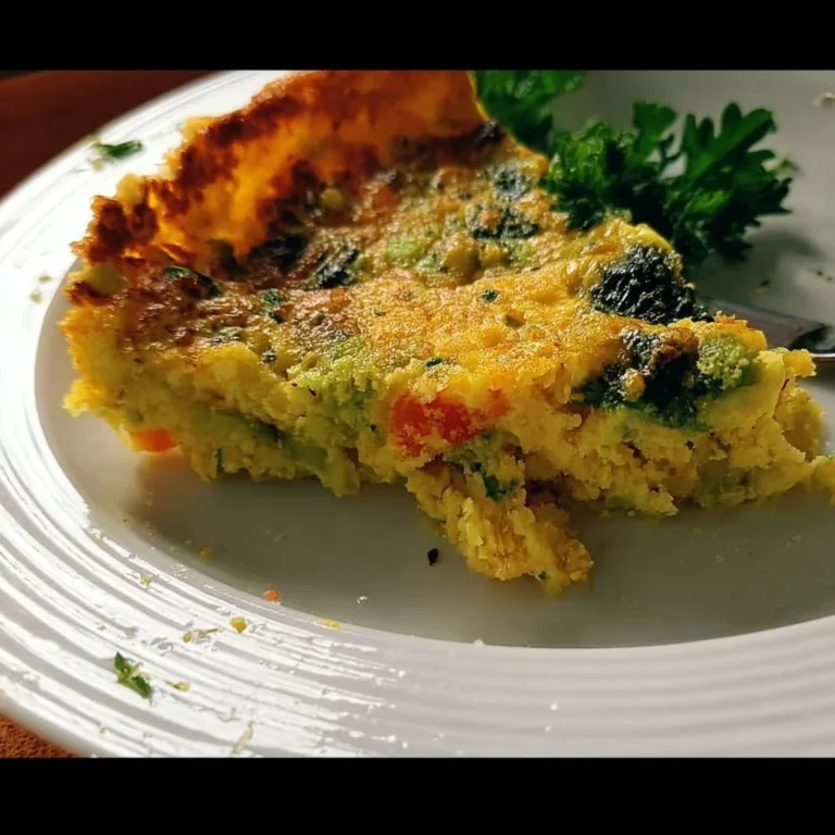 Delicious easy mung bean frittata topped with fresh herbs and vegetables.