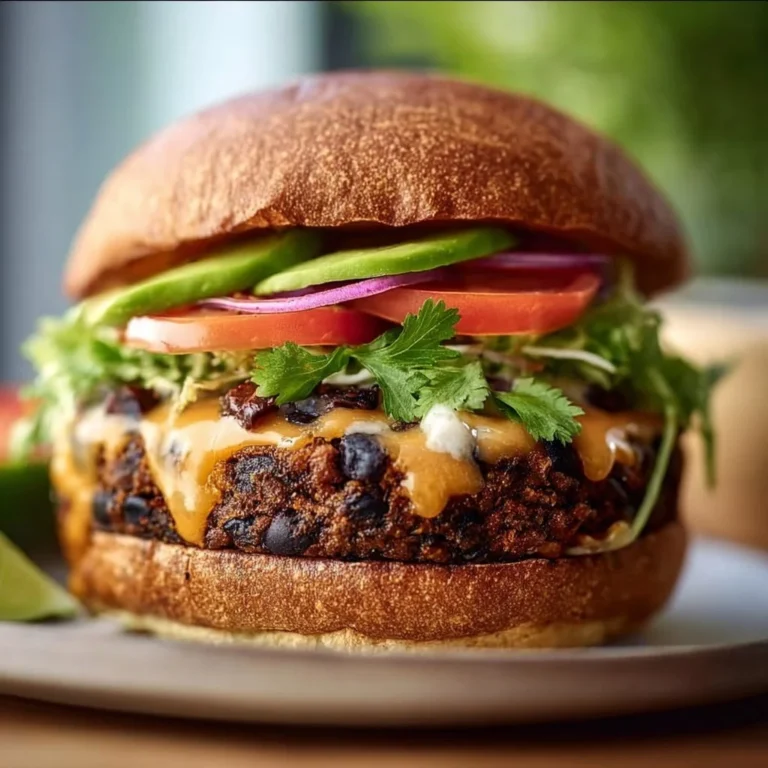 Epic Black Bean Burger served with fresh toppings and garnish