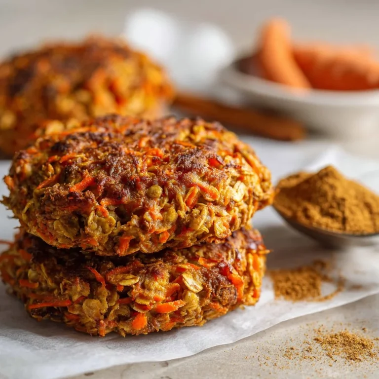 Healthy carrot cake oatmeal cookies on a plate with a sprinkle of cinnamon.