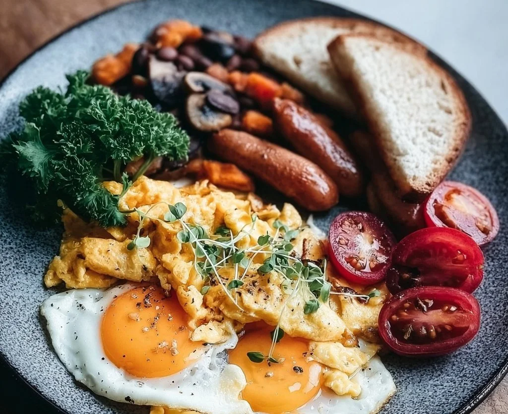 High protein vegan breakfast bowl with fruits and nuts