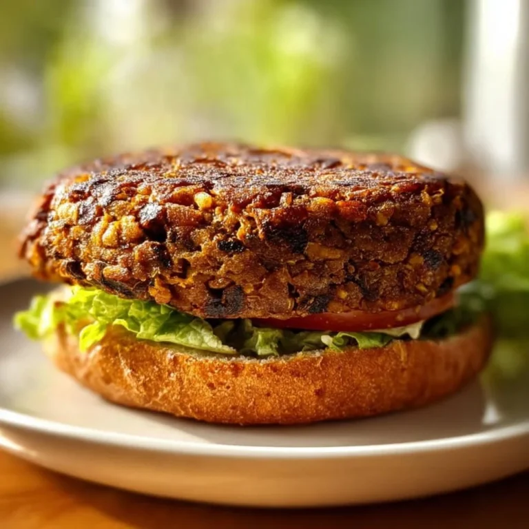 Homemade veggie burgers on a plate with fresh toppings