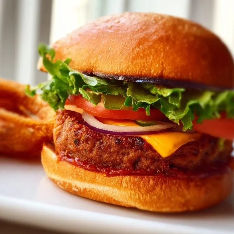 Delicious Impossible Burger with lettuce and tomato on a plate