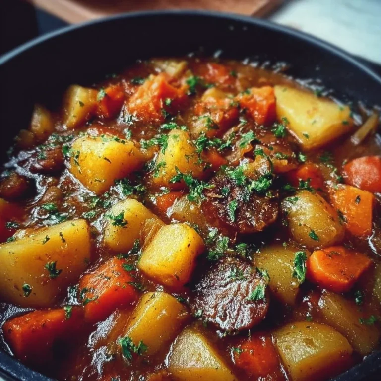 Delicious Irish vegetarian stew with vegetables and herbs.