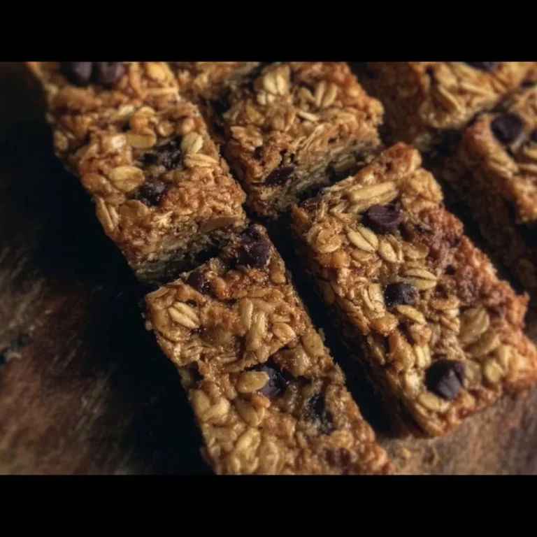 Homemade peanut butter granola bars with nuts and oats