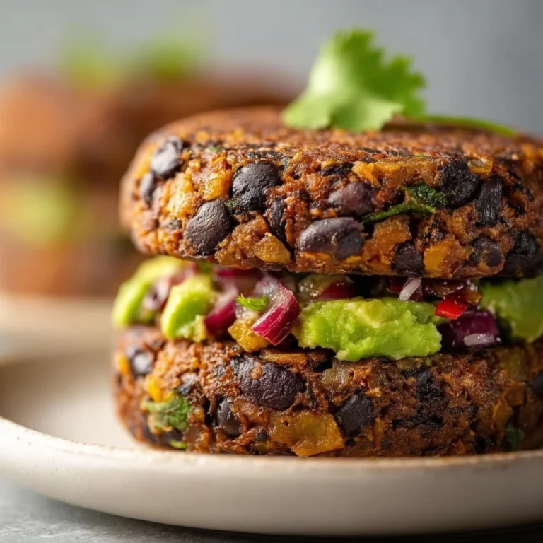 Delicious black bean veggie burger served with fresh toppings