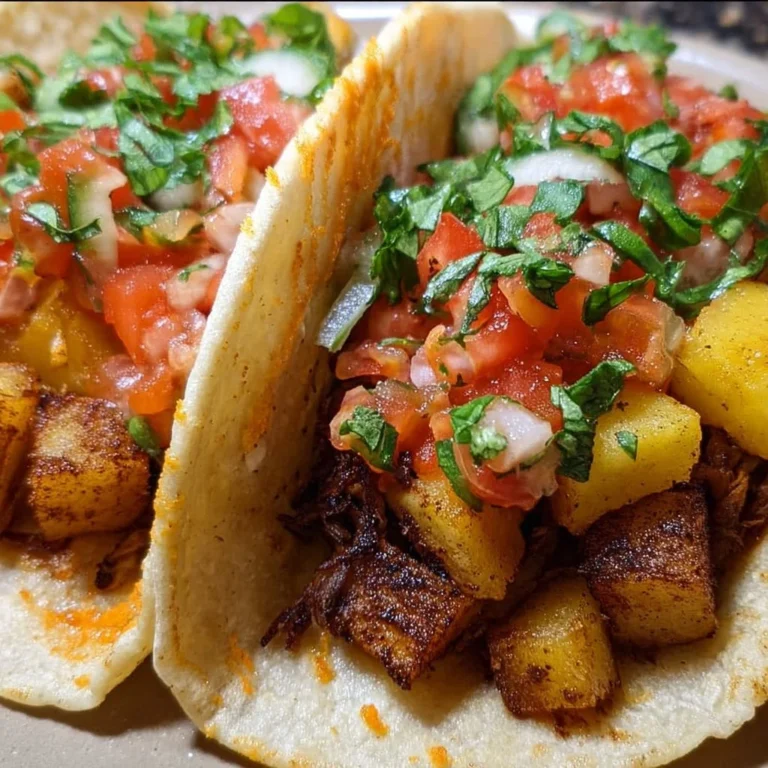 Delicious spicy potato soft taco served with fresh toppings and sauces