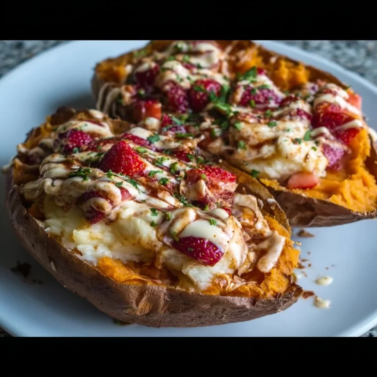 Delicious stuffed sweet potatoes topped with nutritious ingredients for breakfast