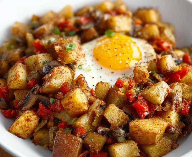 Colorful Vegan Breakfast Hash with fresh vegetables and spices in a skillet