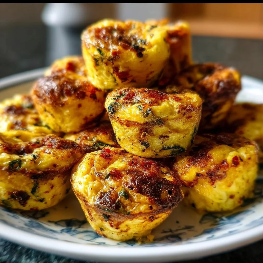 Delicious vegan egg bites on a plate, perfect for a plant-based snack.
