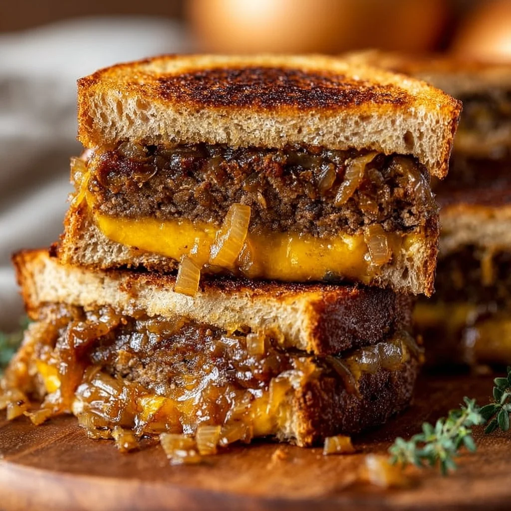 Vegan Patty Melts with Caramelized Onion and Dijon