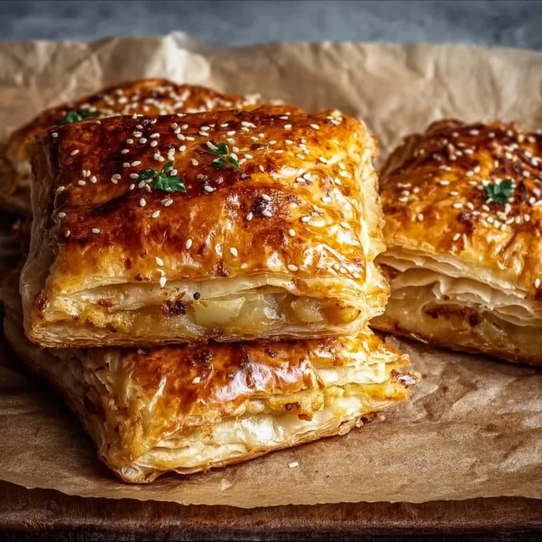 Vegan Potato Puff filled with cheesy potato and onion, served on a plate.