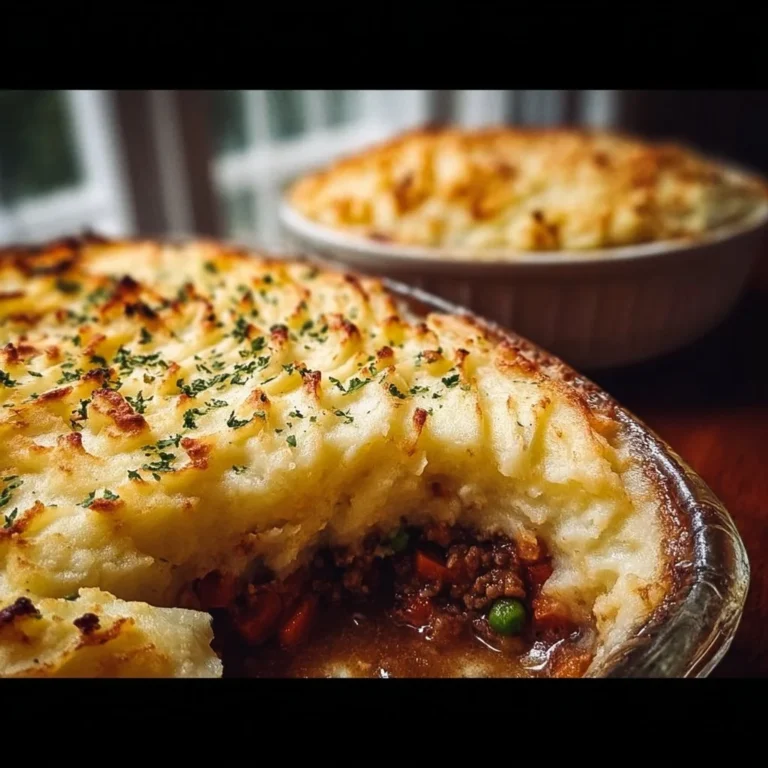 Delicious Vegan Shepherd's Pie with vegetables and creamy mashed potatoes