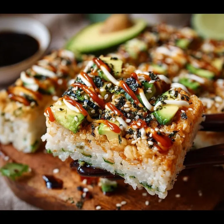 Baked vegan sushi with vegetables and rice in a serving dish.