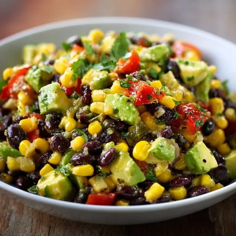 Delicious Avocado Corn and Black Bean Salsa served in a bowl