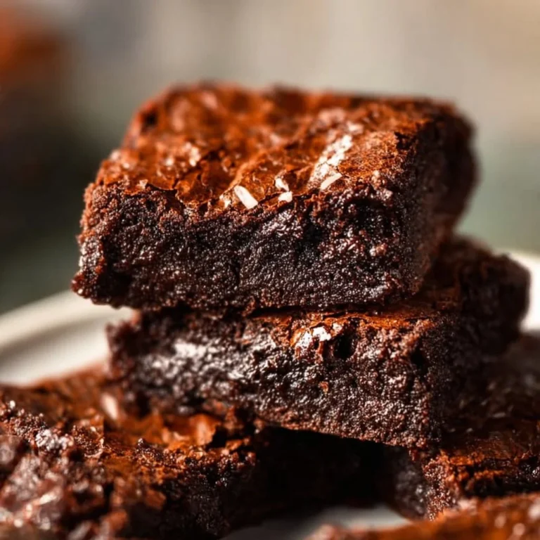 Delicious fudgy vegan brownies with shiny tops on a plate