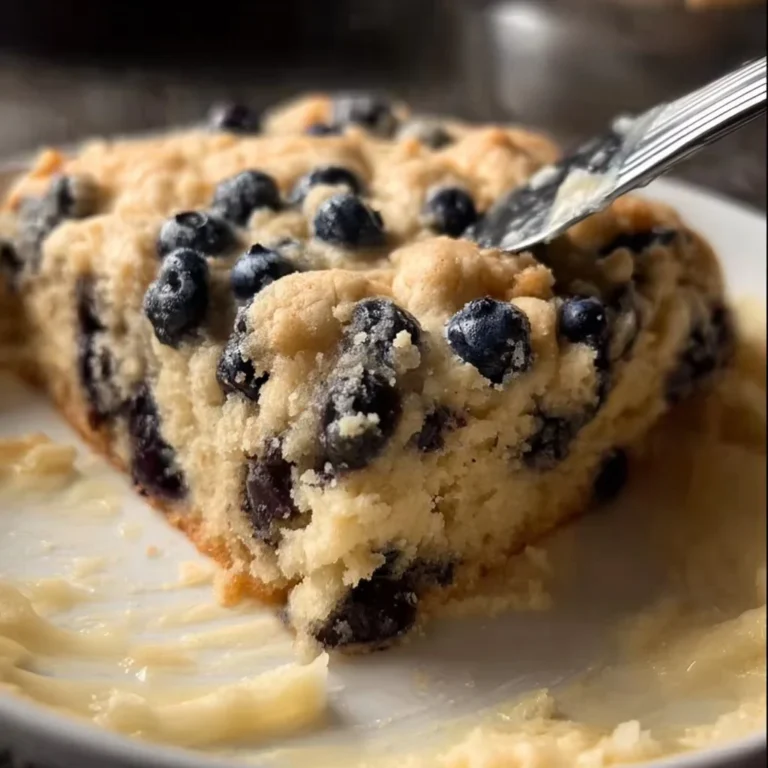 Delicious Blueberry Buckle topped with crumbly streusel and fresh blueberries