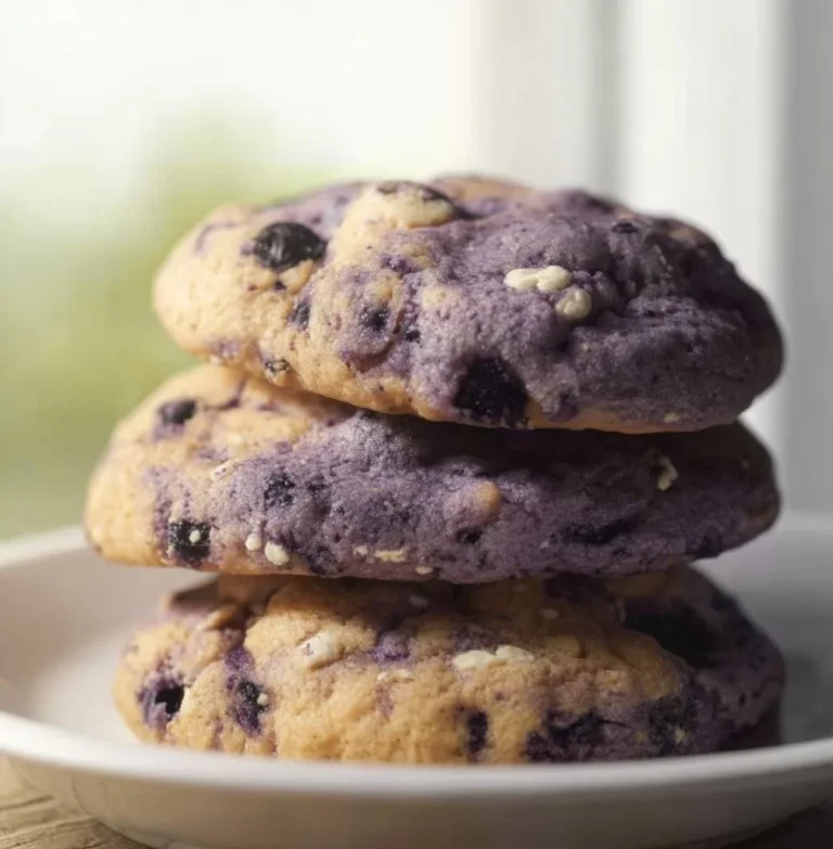 Freshly baked blueberry cookies with a soft and chewy texture