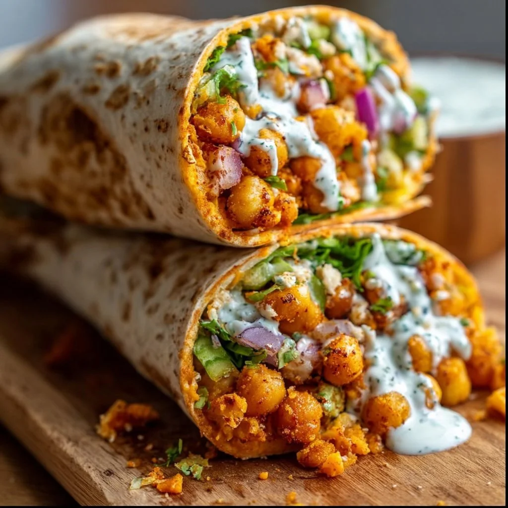 Buffalo Chickpea Wraps with Vegan Ranch