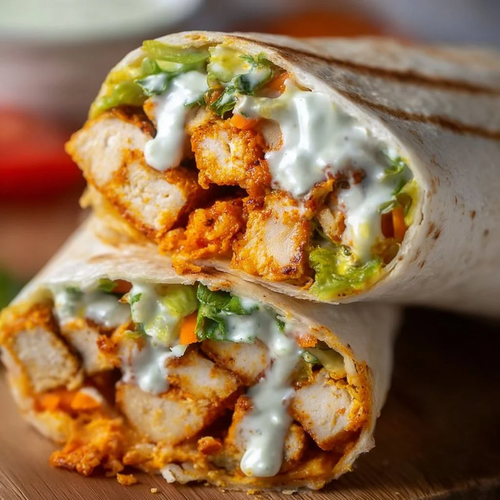Buffalo Tofu Wrap with Easy Vegan Ranch