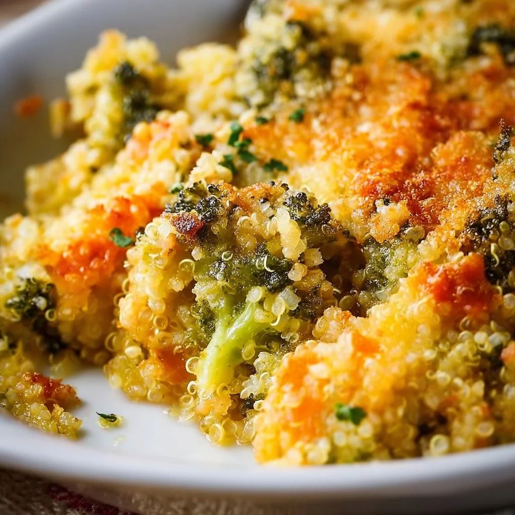 Cheesy Quinoa Broccoli Casserole