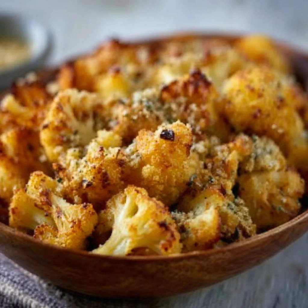 Cheesy Vegan Roasted Cauliflower