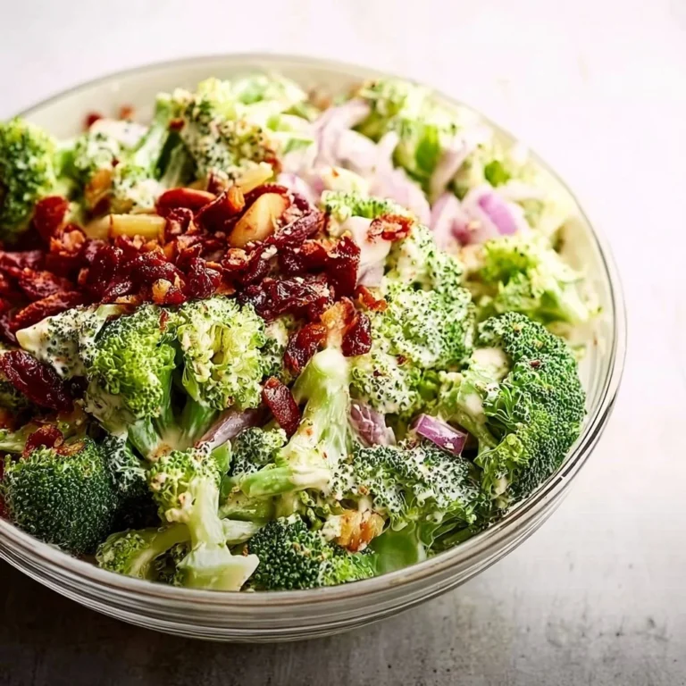Creamy Vegan Broccoli Salad with fresh ingredients and a delicious dressing