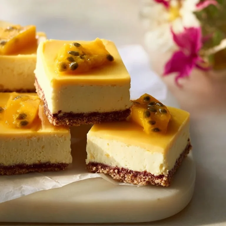Creamy vegan mango cheesecake bars with a fruity topping and crust