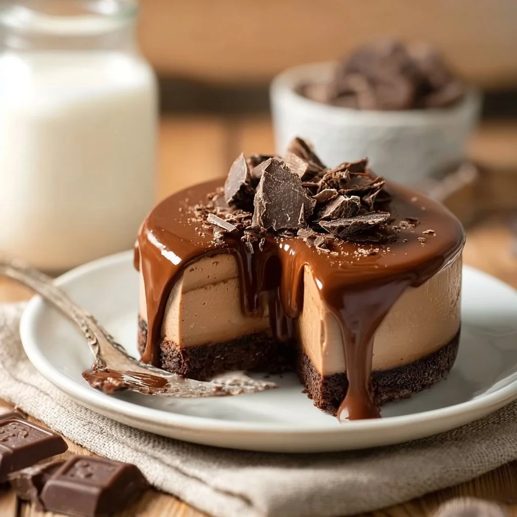 Creamy vegan milk chocolate dessert served in a bowl with toppings