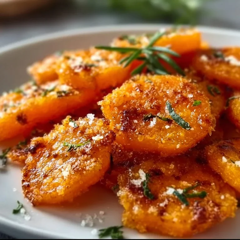 Plate of crispy smashed carrots garnished for a delicious side dish.