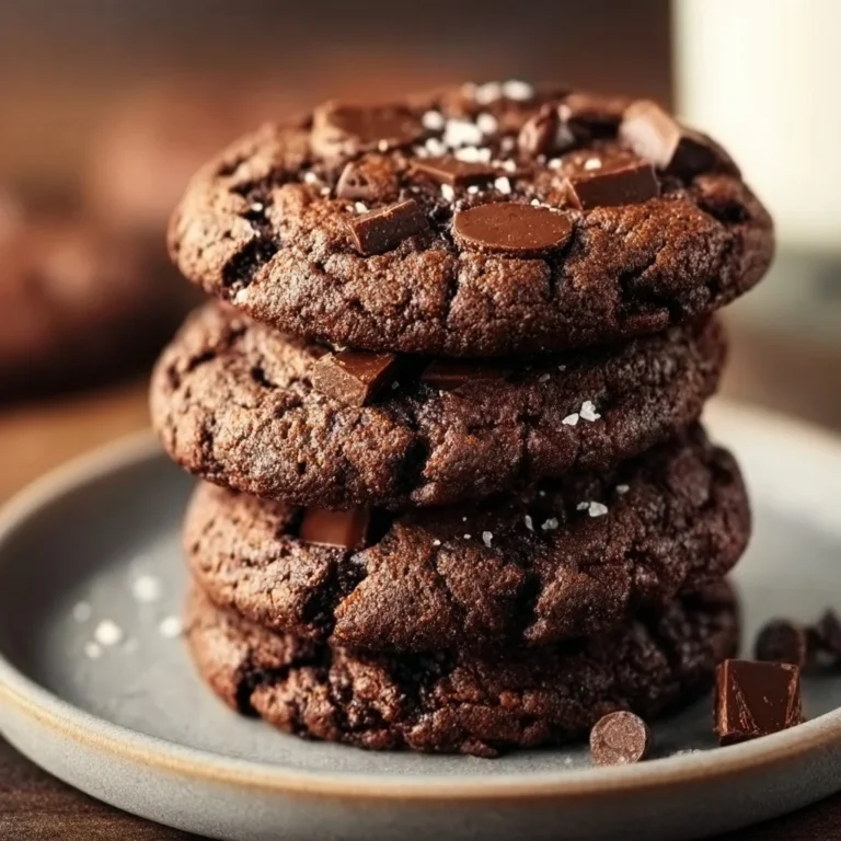 Decadent vegan double chocolate cookies on a plate, perfect for a sweet treat.