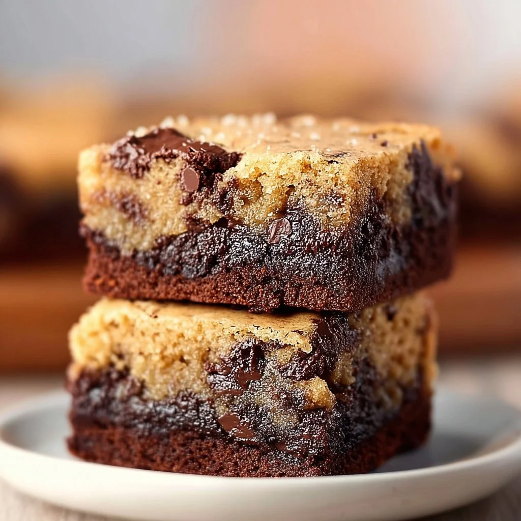 Double layer vegan brookies, rich and chewy brownie cookie dessert.