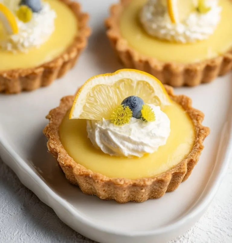 Delicious easy vegan lemon tarts garnished with fresh lemon slices