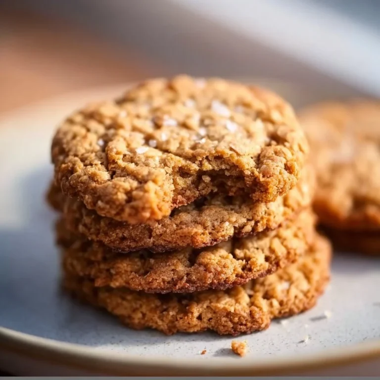 Plate of easy vegan oatmeal cookies on a wooden table.