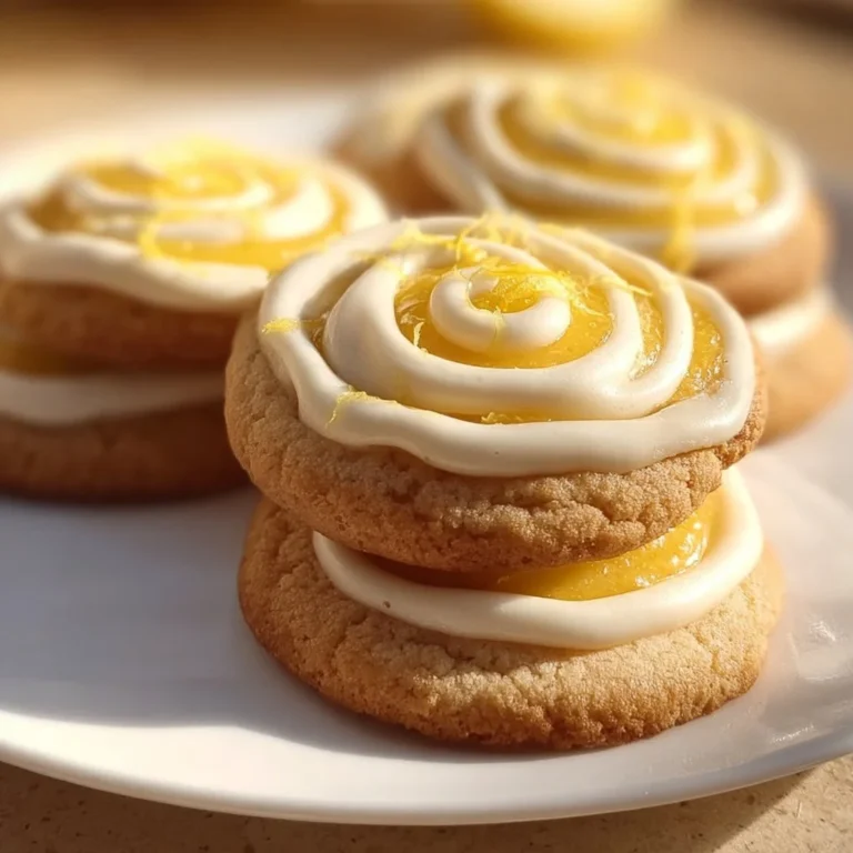 Dairy-free lemon curd cookies with a swirl of vanilla cream on a plate