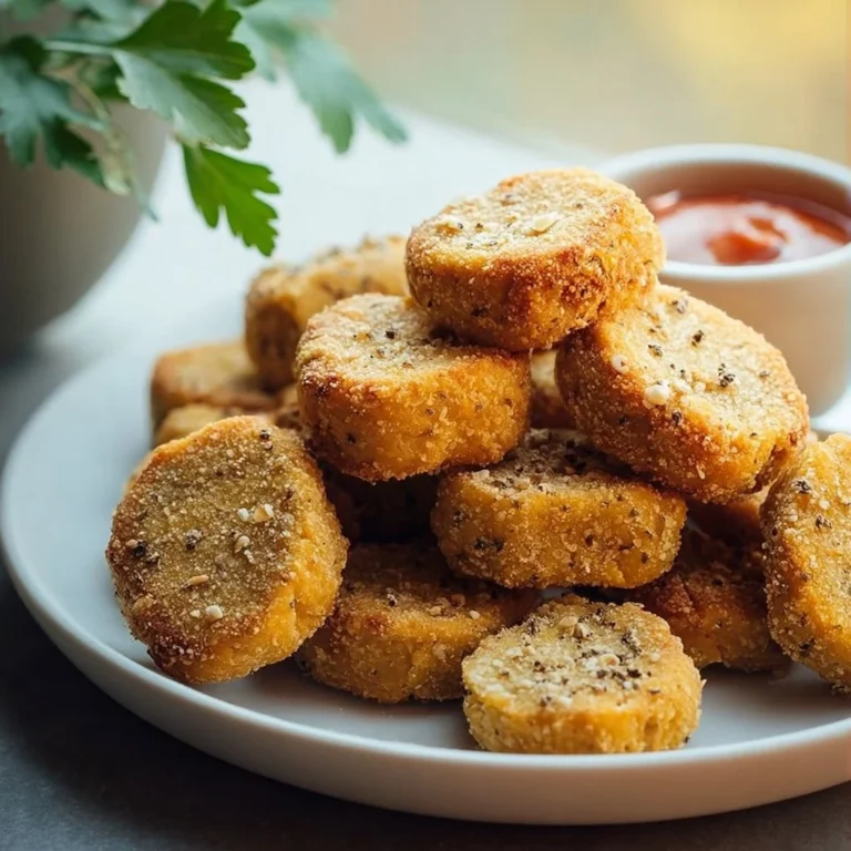 Healthy vegan chickpea nuggets on a plate garnished with greens and sauce.