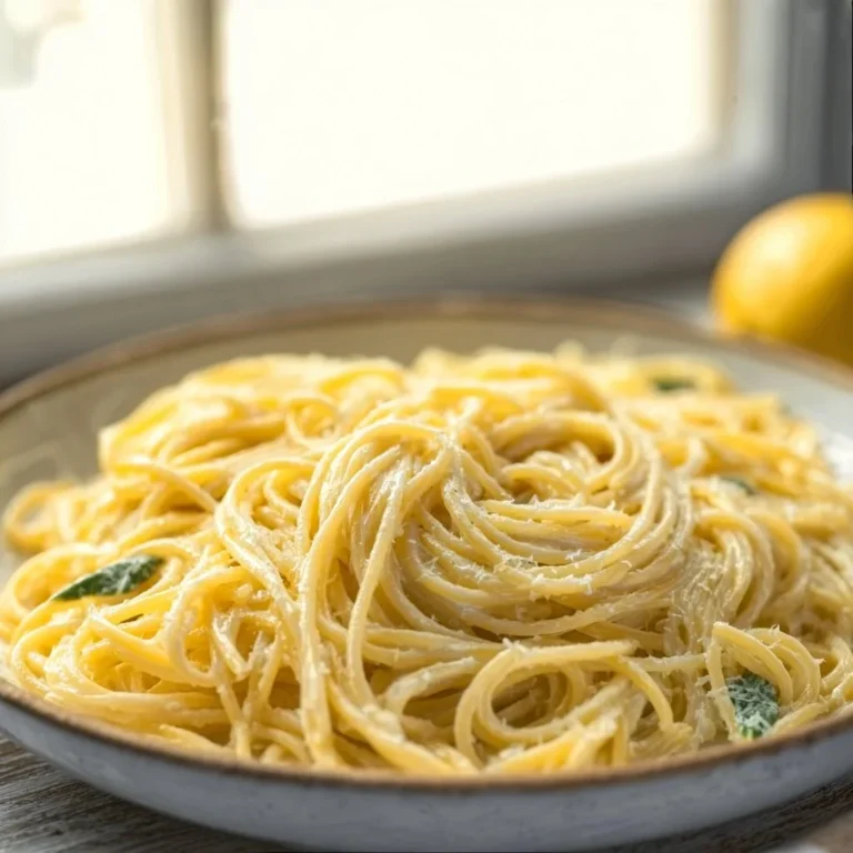 Delicious lemon pasta served with fresh herbs and a sprinkle of parmesan.