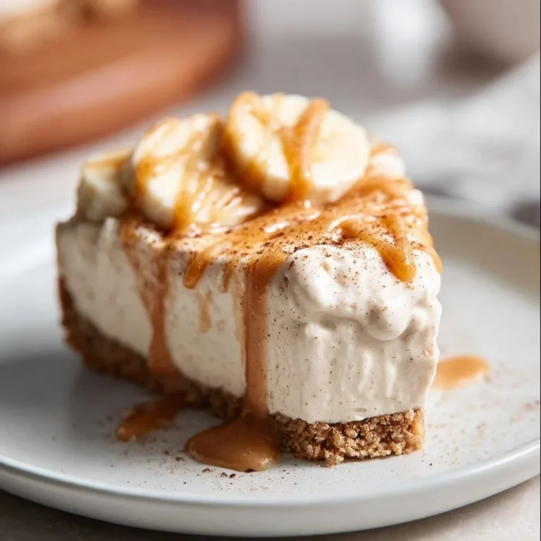 No-Bake Vegan Banana Cream Pie topped with banana slices and coconut cream