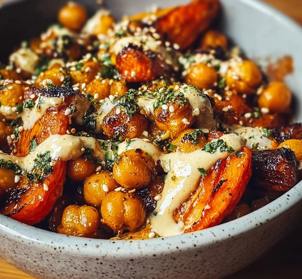 One-Pan Roasted Carrot and Chickpea Bowl
