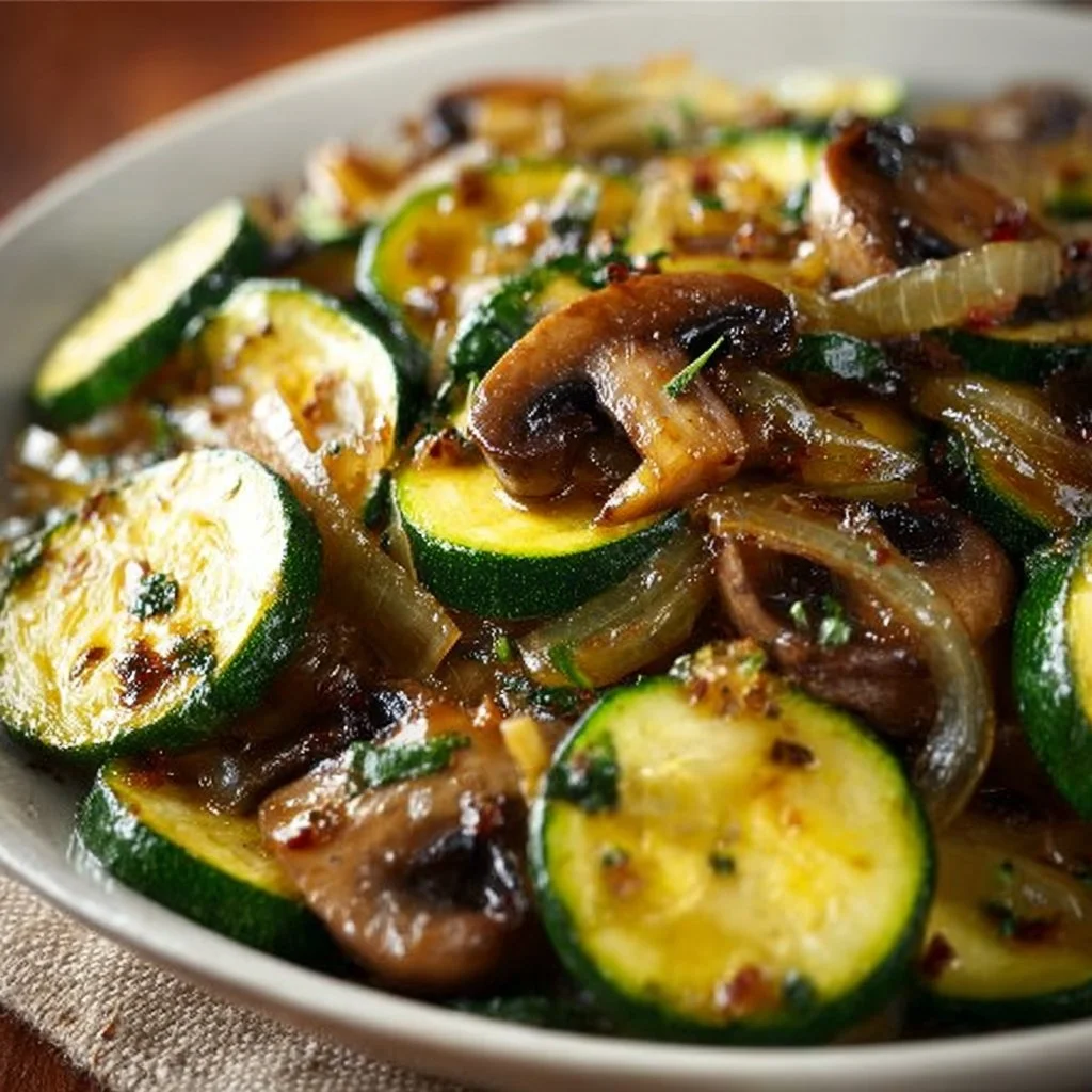 Sauteed Zucchini Mushrooms and Onions