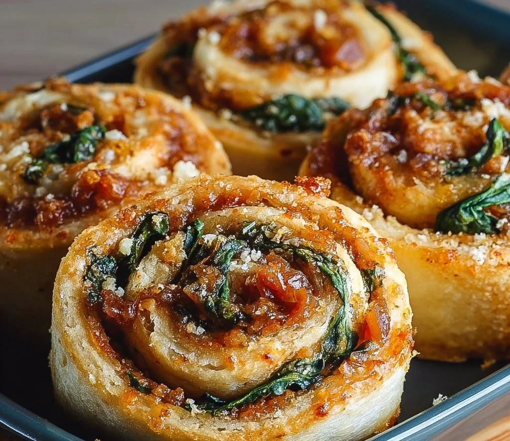 Vegan Caramelized Onion & Spinach Pizza Rolls