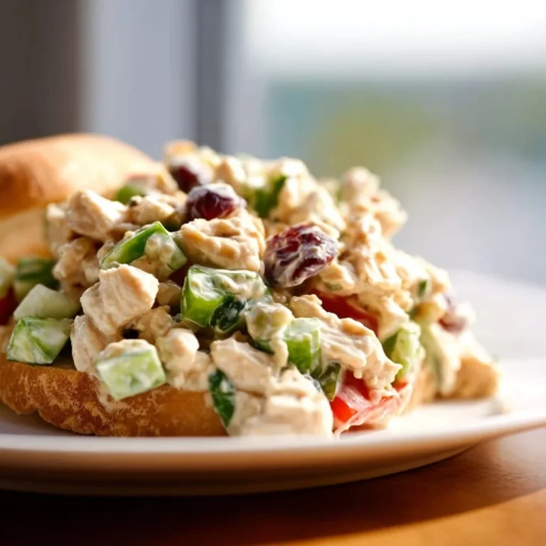 Bowl of fresh Vegan Chicken Salad with colorful veggies and herbs