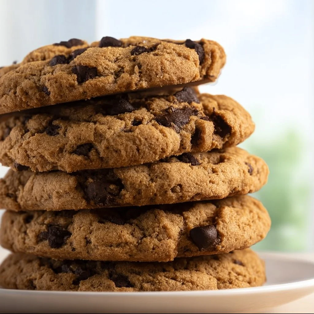 Delicious vegan chocolate chip cookies on a baking tray