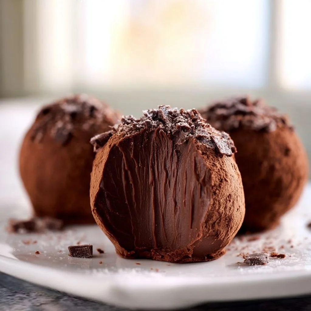 Vegan coffee chocolate truffles arranged on a plate